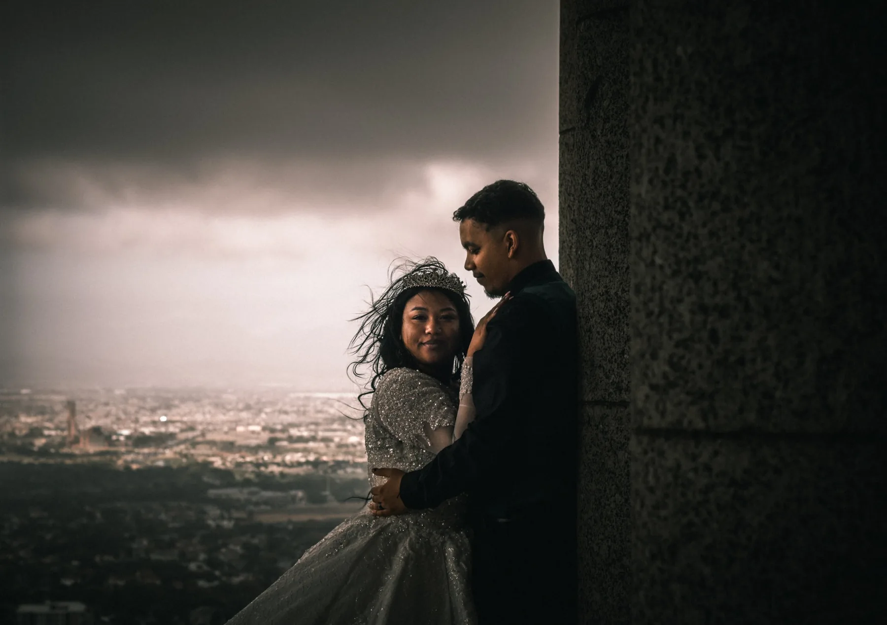 Moody wedding portrait